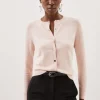 Viscose Blend Knitted Crew Neck Cardigan