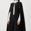 Viscose Blend Military Knit Longline Cape