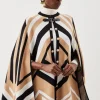 Viscose Blend Military Trim Knitted Cape