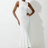 Viscose Blend Pointelle Knit Midaxi Dress