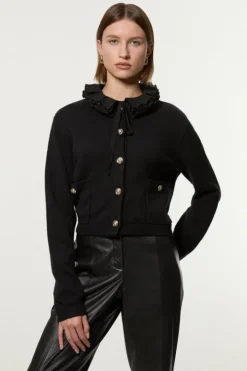 Viscose Blend Removable Collar Knit Cardi