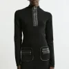 Viscose Blend Rib Mini Pu Detail Dress