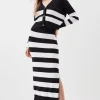 Viscose Blend Stripe Knit Midaxi Skirt Co-Ord