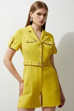 Viscose Cotton Stretch Belted Romper
