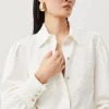 Viscose Crepe Statement Sleeve Collared Blouse
