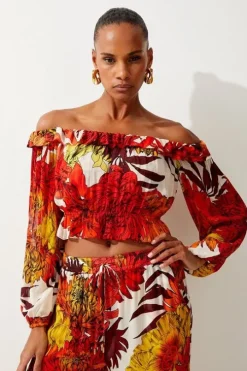Viscose Georgette Border Print Beach set