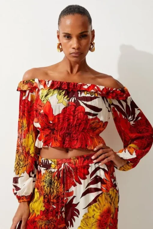 Viscose Georgette Border Print Beach set