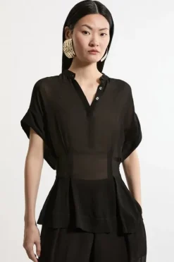 Viscose Georgette Pintuck Woven Blouse