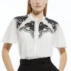 Viscose Georgette Placed Cutwork Woven Blouse