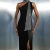 Viscose Satin Back Crepe Embellished Tie Detail Midi Dress