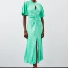 Viscose Satin Batwing Midi Dress