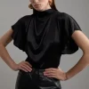 Viscose Satin High Neck Woven Blouse