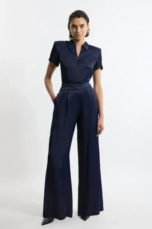 Viscose Satin Wide Leg Pants