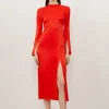 Viscose Satin Woven Midi Dress