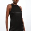 Viscose Satin Woven Sleeveless Mini Dress