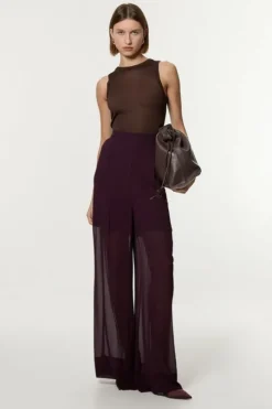 Wide Leg Viscose Georgette Woven Pants