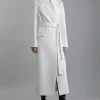 Wool Blend Embellished Belted Tailored Longline Coat
