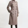 Wool Blend Military Midi Coat