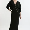 Wool Blend Rib Knit Midaxi Skirt