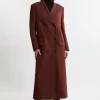 Wool Blend Tailored Double Breasted Long Line Coat