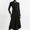 Wool Look High Low V Neck Maxi Knit Dress