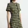 Wool Mix Boucle Check Tailored Mini Dress
