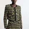 Wool Mix Check Boucle Tailored Cropped Jacket