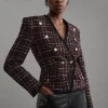 Wool Mix Check Boucle Tailored Blazer