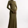 Wool Tencel Full Skirted Maxi Knit Dress