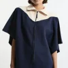 Zip Through Collared Knit Poncho