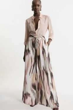 Abstract Print Viscose Woven Pants