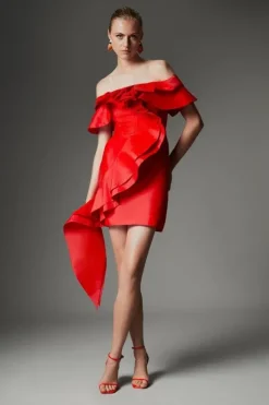 Archive Collection - Petite Taffeta Ruffle Woven Mini Dress