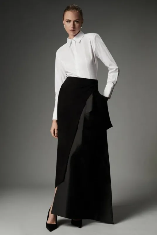 Archive Collection - Tall Bow Detail Crepe Wrap Over Skirt