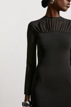 Bandage Figure Form Woven Mix Knit Dress