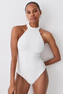 Bandage Halter Neck Strappy Back Swimsuit