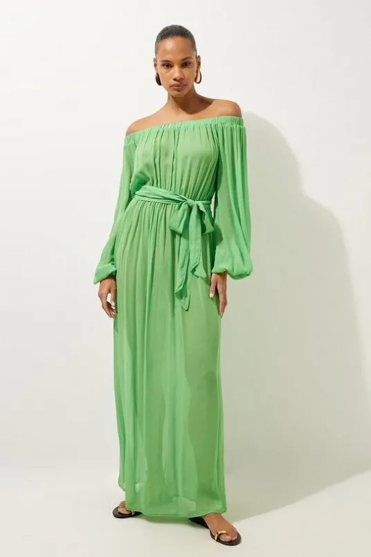 Beach Off The Shoulder Woven Maxi Dress