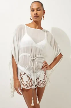 Beach Viscose Georgette Premium Embroidery Tunic