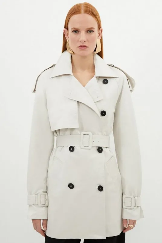 Belted Short Trench Coat