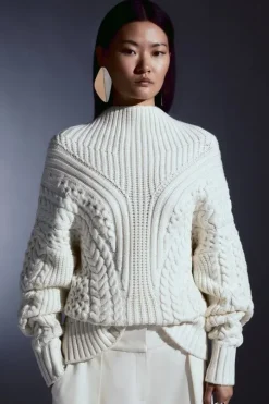 Cable Knit Balloon Sleeve Sweater