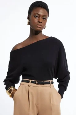 Cashmere Blend Off The Shoulder Knit Top