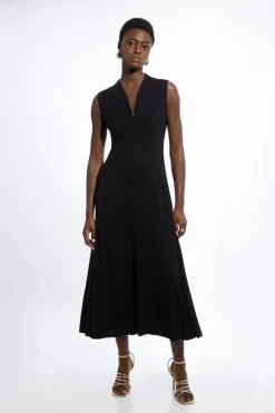Cashmere Blend Sleeveless Full Skirted Midaxi Dress