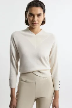 Cashmere Knitted Wide V Neck Sweater