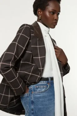 Check Pu Mix Tailored Jacket