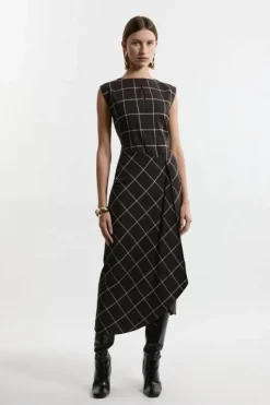 Check Ruffle Tailored Midaxi Dress