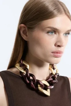 Chocolate Gold Mix Chain Necklace