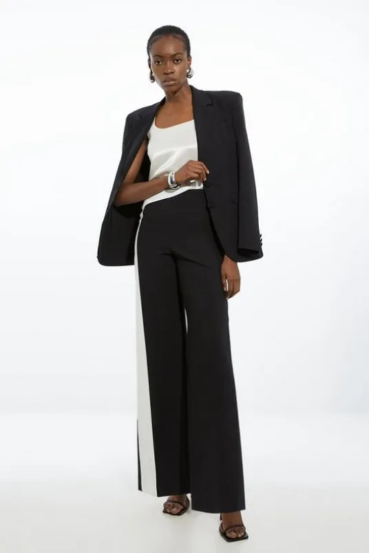Clean Tailored Color Block Wide Leg Pants