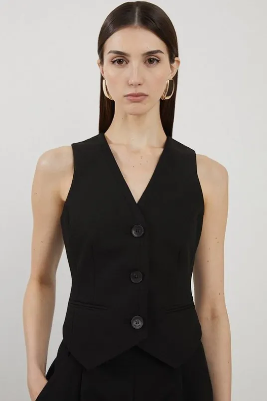 Clean Tailored Grosgrain Tipped Vest