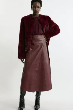 Collarless Faux Fur Jacket