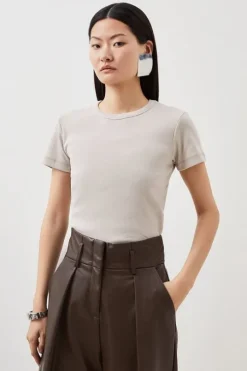 Compact Jersey Short Sleeve Ribbed Top