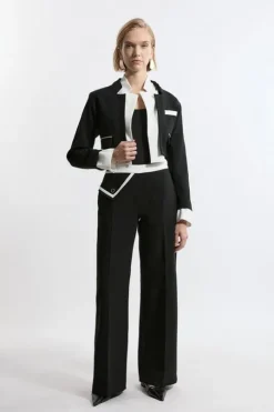 Compact Stretch Contrast Tipped Pants